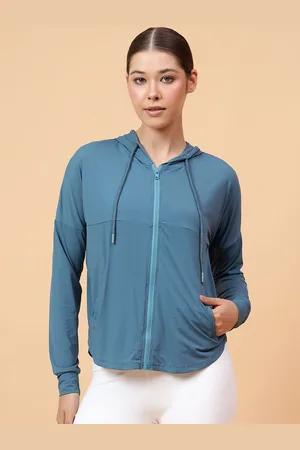 Fitkin Women Lightweight Self Design Hooded Jacket