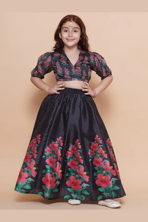 Bhama Girls Floral Printed Ready to Wear Lehenga & Blouse
