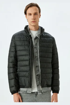 Koton Men Longline Puffer Jacket with Patchwork