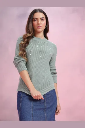 DressBerry Knitted Acrylic Pullover with Pearl Embellished