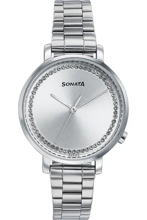 Sonata Women Brass Dial & Stainless Steel Bracelet Style Straps Analogue Watch