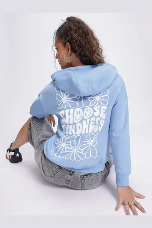 DressBerry Minimalist Message Typo Print Drop-Shoulder Hooded Sweatshirt