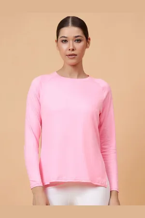 Fitkin Women Neon Pink Side Slit T-shirt