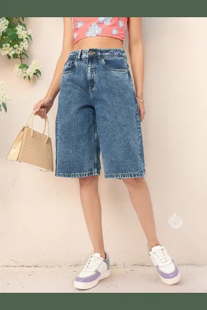 DressBerry Women Modern Classics Skater Fit Denim Shorts