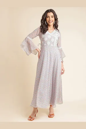 all about you Embellished Embroidered Georgette Fit & Flare Maxi Dress