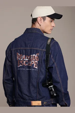 Roadster The Life Co. Typography Embroidered Pure Cotton Denim Truckers Jacket