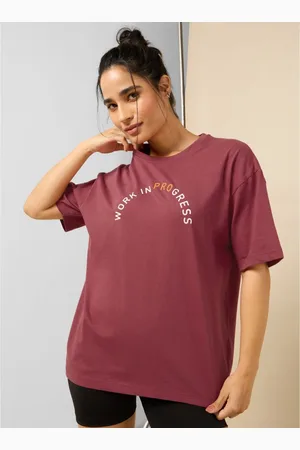 Cult Women Bio Finish Typography Printed Round Neck Cotton Oversized T-shirt