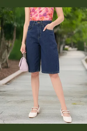 DressBerry Women Everyday Essentials Skater Fit Denim Shorts