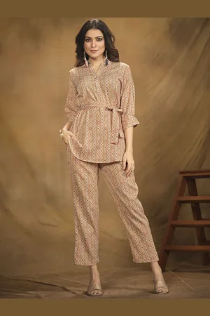 all about you Printed Three-Quarter Sleeves Top & Trousers