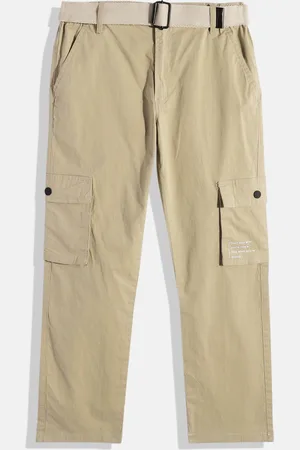 CAVIO Boys Pure Cotton Comfort Cargo Trousers With Belt
