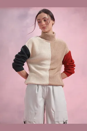 DressBerry Colourblocked Turtle Neck Colourblocked Pullover