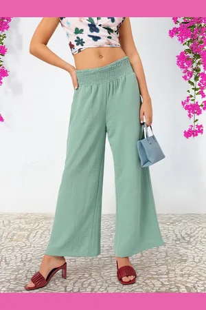 DressBerry Women Modern Masterpieces Smocked Flared Fit Trousers