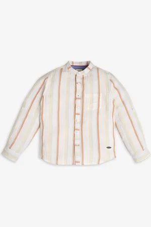Ed-a-Mamma Boys Premium Multi Stripes Collarless Cotton Casual Shirt