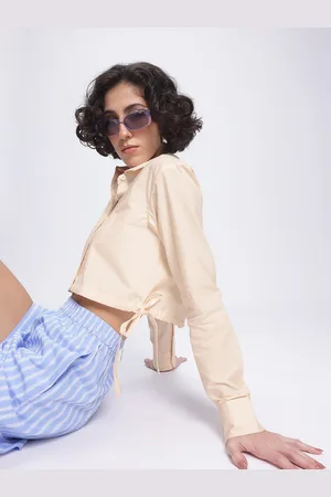 DressBerry Cutesy Cute Tie-Up Detail Crop Shirt