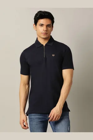 JADE BLUE Men Polo Collar Applique Slim Fit T-shirt