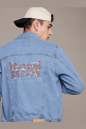 Roadster The Life Co. Typography Embroidered Pure Cotton Denim Truckers Jacket