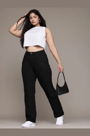 Roadster The Lifestyle Co. Women Plus Size Straight Fit High-Rise Stretchable Jeans