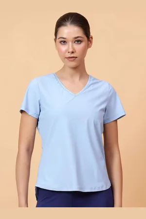 Fitkin Women Blue V Neck Short Sleeve T-Shirt
