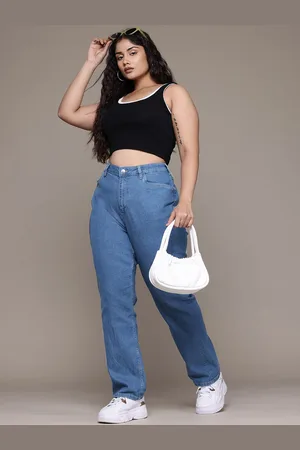 Roadster The Lifestyle Co. Women Plus Size Straight Fit High-Rise Stretchable Jeans