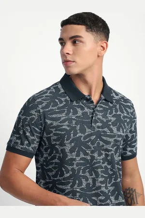 The Bear House Men Abstract Printed Slim Fit Cotton Polo T-shirt