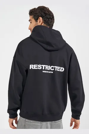 Styli Men Typography Printed Oversized Hooded Pullover Sweatshirt