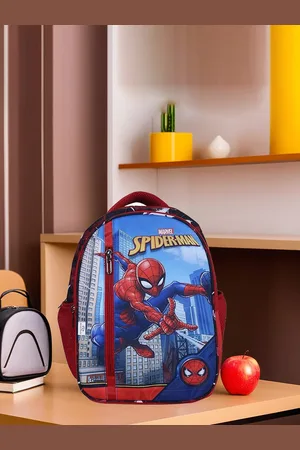 Kuber Industries Spiderman Printed 4 Compartment Kids School Travel Bags Backpack