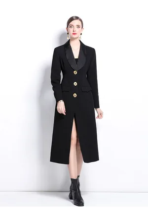 JC Collection Women Long Sleeves Midi Blazer Dress