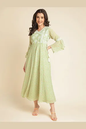 all about you Embellished Embroidered Georgette Fit & Flare Maxi Dress