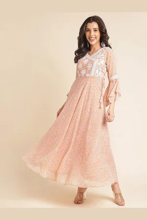 all about you Embellished Embroidered Georgette Fit & Flare Maxi Dress