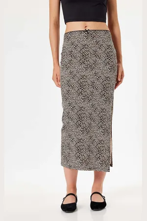 Koton Women Printed Straight Midi Skirt