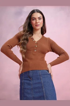 DressBerry V-Neck Ribbed Acrylic Pullover