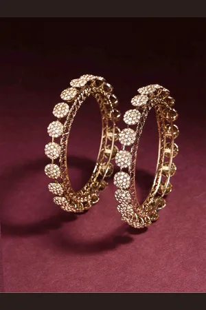 PANASH Set Of 2 Gold-Plated Stones-Studded Bangles