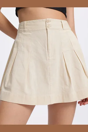 DressBerry Chic Crease Pleated Flared Mini Skirt