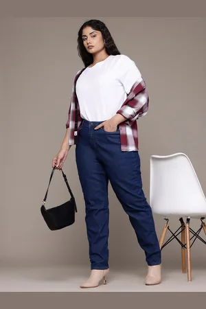 Roadster The Lifestyle Co. Women Plus Size Straight Fit High-Rise Stretchable Jeans