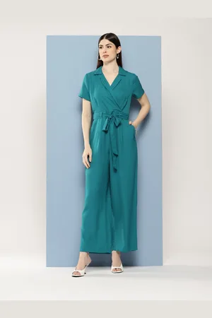 Chemistry Waist Tie-Up Notched Lapel Collar Basic Jumpsuit