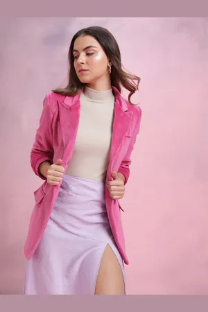 DressBerry Single-Breasted Velvet Finish Blazers