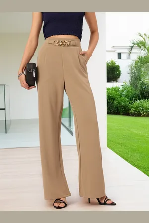 DressBerry Women Vintage Vibes Chain Detail Flared Trousers