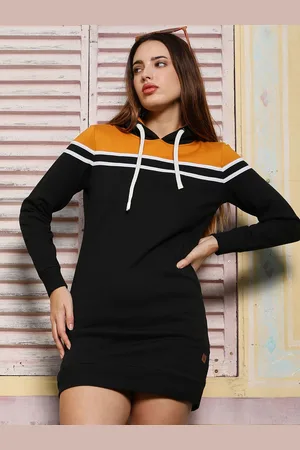 Campus Women Colourblocked Hooded A-Line Dress