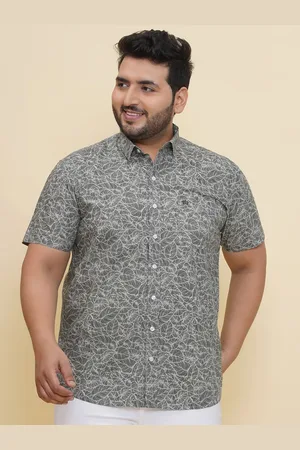John Pride Men Spread Collar Floral Printed Cotton Casual Shirt
