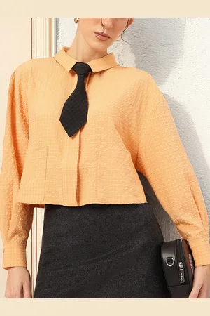 DressBerry Striking Silhouette Seersucker Shirt with Tie