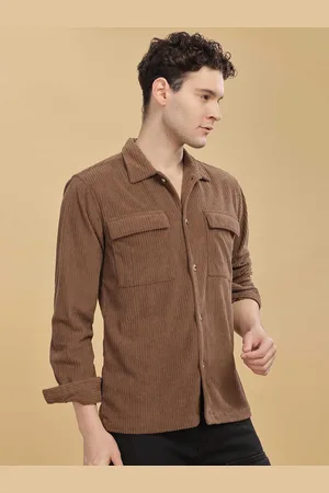 HERE&NOW Men Spread Collar Long Sleeves Shirt