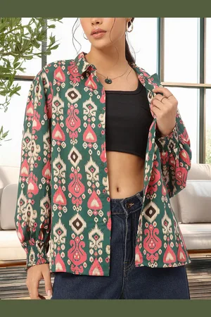 DressBerry Gypsy Soul Ethnic Print Puff Sleeve Shirt