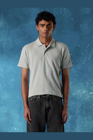 Flying Machine Men Solid Polo Collar Cotton T-shirt