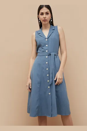 Lifestyle Women Shirt Collar Sleeveless Shirt Dress