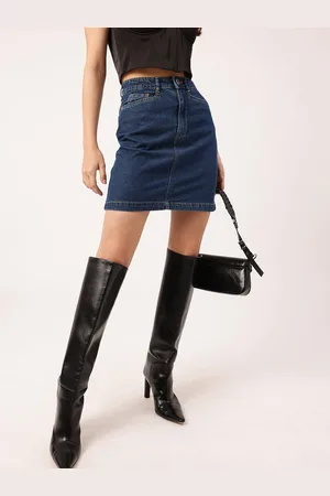 DressBerry Women Urban Chic Denim Straight Mini Skirt