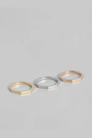Calvin Klein Unisex Set Of 3 Essentials Shapes Brass-Plated Finger Ring