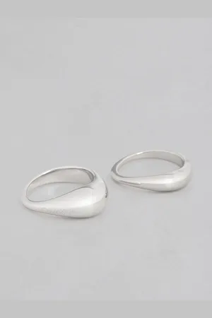 Calvin Klein Women Set Of 2 Elongated Drops Brass-Plated Finger Ring