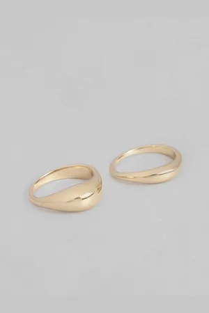 Calvin Klein Women Set Of 2 Elongated Drops Brass-Plated Finger Ring