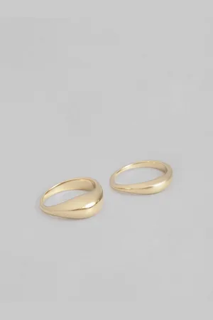 Calvin Klein Women Set Of 2 Elongated Drops Brass-Plated Finger Ring