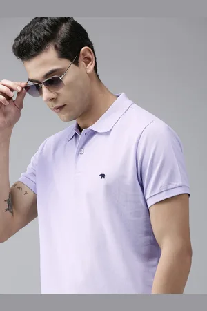 The Bear House Men Violet Polo Collar Slim Fit T-shirt